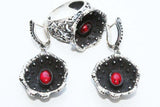 Silver 925 Earrings Black poppies