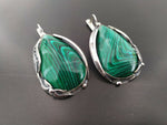 Silver 925 Earrings Ring Malachite