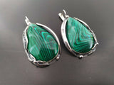 Silver 925 Earrings Ring Malachite