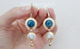 SET Ring earrings chrysocolla moonstone Silver 925 gilded