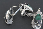 Silver 925 Earrings malachite filigree