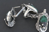 Silver 925 Earrings malachite filigree