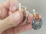 Silver 925 Earrings Ring women carnelian