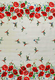 Table cloth 100% cotton Beige red poppies