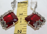 Silver 925 Earring red Marcasite jewelry