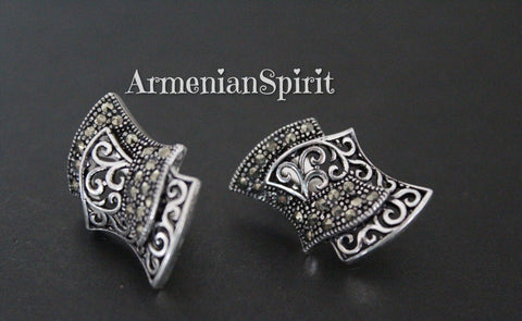 Earrings marcasite small silver 925 Armenian Spirit