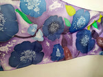 Silk scarf hand painted Purple Blue flowers Women scarves NEW