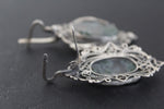 Set Silver 925 Earrings Ring Green moss agate