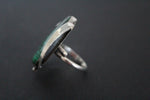 Set Silver 925 Earrings Ring Green Malachite