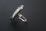 Set Silver 925 Earrings Ring Green Malachite