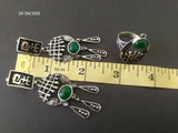 Earrings ring Silver 925 Green jade Armenian Spirit