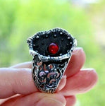 Ring Silver 925 Black Poppy garnet