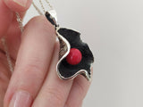 Silver 925 Black Pendant chain Red coral