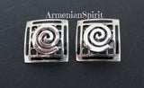 Buy square earrings with eternity symbol without a stone made of sterling silverw ith 925 stapm on reverse side. Armenian jewelers always has good ideas about making beautiful jewelry.