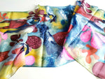 Silk scarf hand painted long Multicolor pink blue Women gift NEW