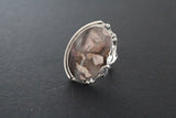 Ring Earrings gemstone jasper Silver 925