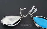 Silver 925 Jewelry set ring earrings turquoise gemstone artisan