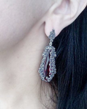 SET Long Earrings Ring red Silver 925 Marcasite