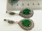 Silver 925 earring green topaz