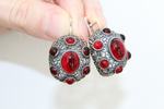 Silver 925 set Red Dome ring Earrings