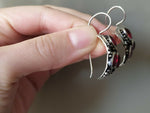 Earrings Hook oxidized Silver 925 red garnet Armenian Spirit