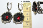 Silver 925 Earrings Black poppies
