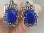 Silver 925 Earrings Ring lapis lazuli