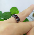 Ring Turquoise Garnet sterling silver 925