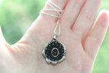 Pendant Poppy Sterling silver 925 garnet