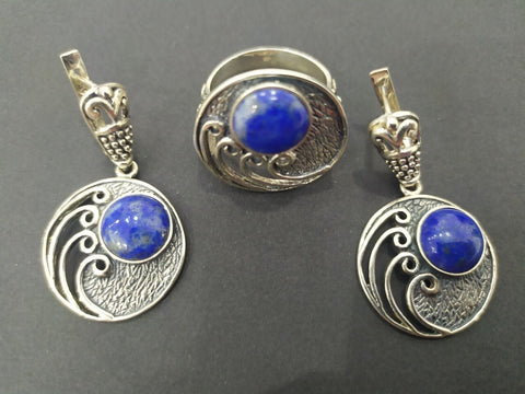 Sterling silver 925 lapis lazuli Earrings Ring