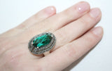 Earrings Ring green topaz Silver 925 Marcasite Armenian Spirit