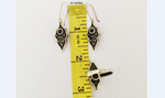 Hook earrings black Sterling silver 925 red garnet jewelry NEW