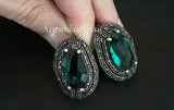 Earrings Ring green topaz Silver 925 Marcasite Armenian Spirit