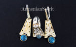 Ring earrings chrysocolla silver 925 gilded