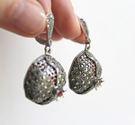 Pomegranate Silver 925 earrings dome Marcasite