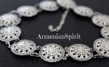 Experience traditional Armenian style with our Bracelet filigree Silver 925, featuring ethnic choker necklace with coins. Made with 925 silver, this piece is a must-have for any jewelry collection. Embrace the spirit of Armenia with our traditional, national style.