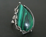 Ring silver 925 malachite gemstone