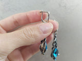 Earrings Sterling silver 925 blue zircon