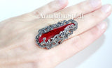 Marcasite ring Sterling Silver 925 red topaz