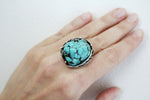 Ring adjustable Silver 925 blue turquoise