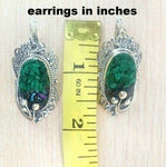 Silver 925 Earrings Ring Pendant Jewelry SET real malachite