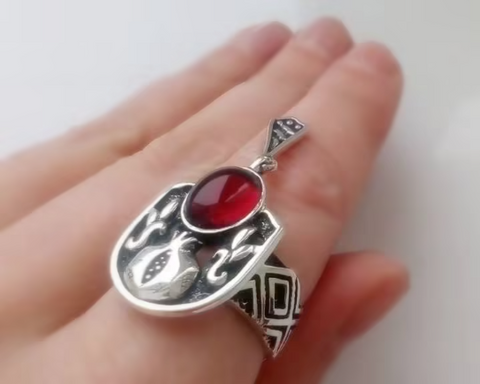 Ring Silver 925 Red garnet