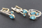 Set earrings ring Silver 925 blue