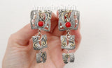 Set Earring ring silver 925 Coral red