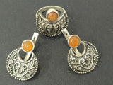 Silver 925 Earrings Ring women carnelian