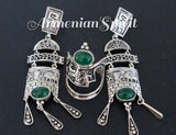 Set earrings ring jade Sterling silver 925