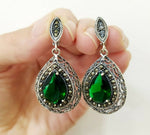 Set ring and earrings Silver 925 Green topaz