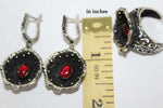Silver 925 Earrings Black poppies