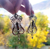 Buy silver jewelry simple design long 7 cm in ffeligree technique with herbal ornament. Armenian handmade jewelry buy online from store in Armenia.