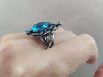 Ring silver 925 bright blue zircon